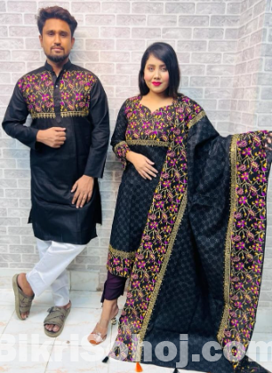 Panjabi Three Piece Couple Set